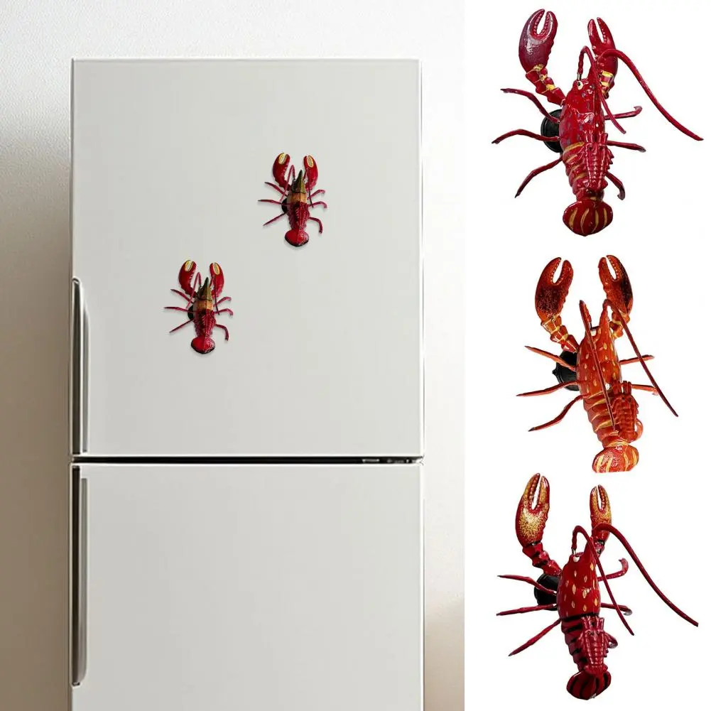 Kitchen Lobster Decoration Realistic Movable Joint Lobster Magnet for Fridge Locker 3d Crayfish Decoration Ornament for Home