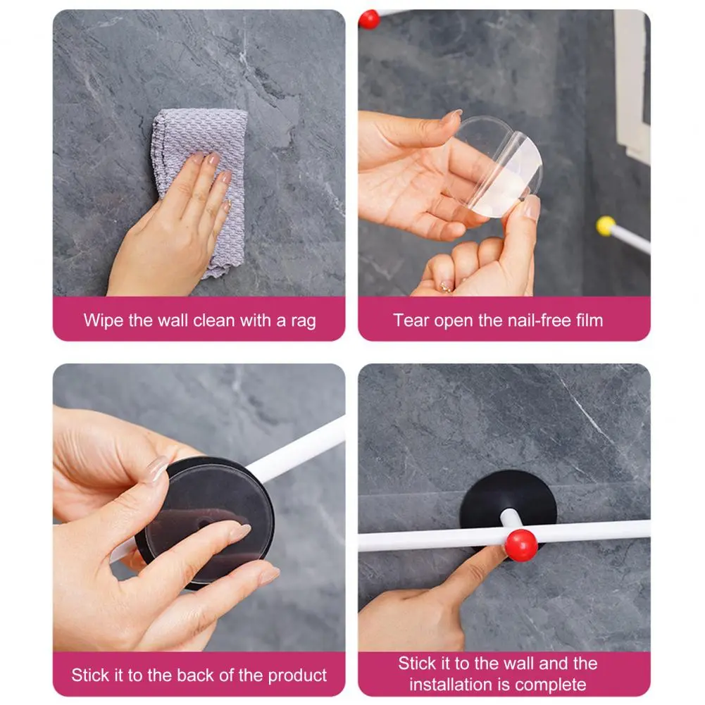 Hole-free Towel Hanger Space-saving Bathroom Towel Rack with Strong Load-bearing Capacity Easy Installation Wall for Towels