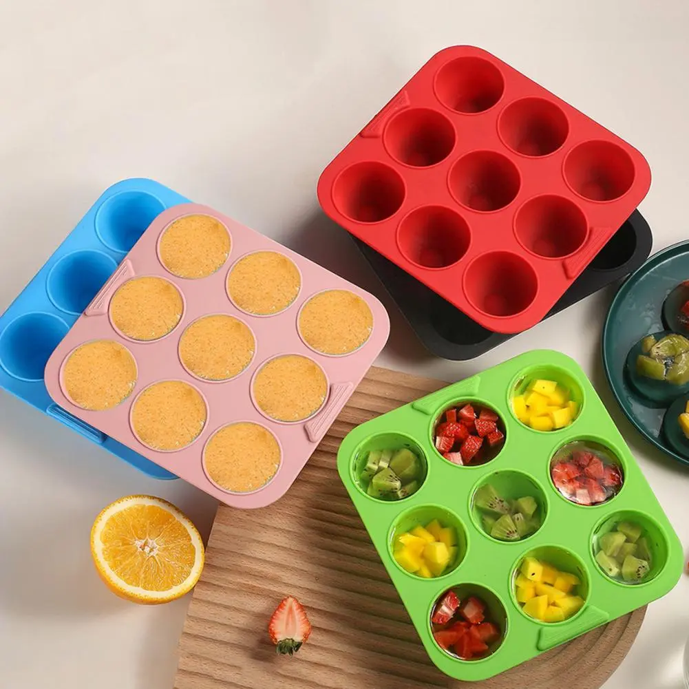 Silicone Cake Mold 9-hole Silicone Cake Cookie Mold Set for Diy Baking Food-grade Square Round Cylinder Molds for Cakes Cookies