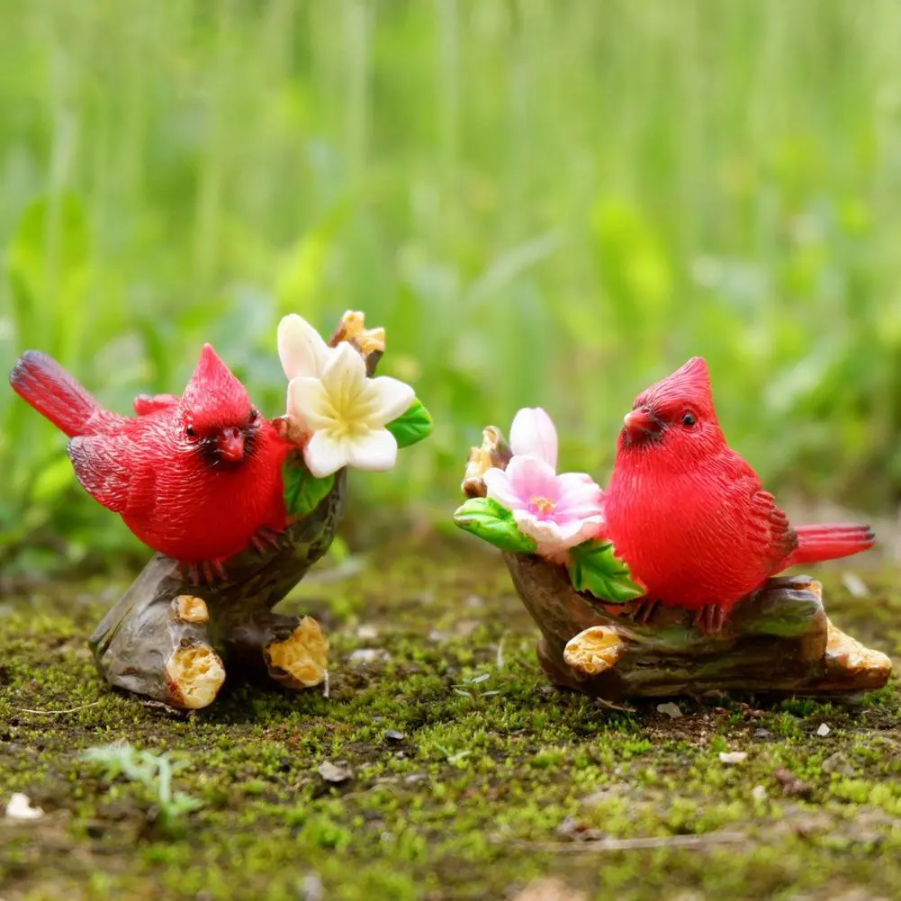 Bird Resin Ornament Miniature Bird Figurine Set for Desktop Decor Moss Micro-landscape Garden Fence Resin Ornament with for Home