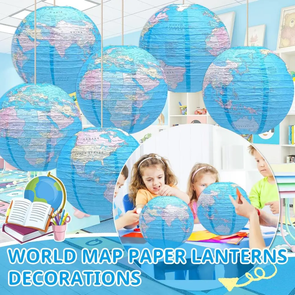 Lantern for Party Decor Travel Themed Hanging Paper Lanterns for Earth Day Classroom Home Decor Around World Party Decorations