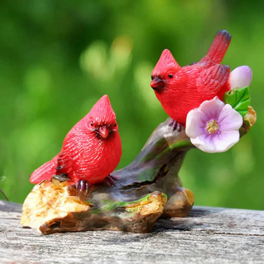 Bird Resin Ornament Miniature Bird Figurine Set for Desktop Decor Moss Micro-landscape Garden Fence Resin Ornament with for Home
