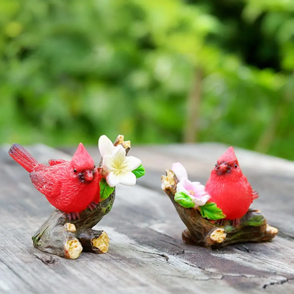 Bird Resin Ornament Miniature Bird Figurine Set for Desktop Decor Moss Micro-landscape Garden Fence Resin Ornament with for Home