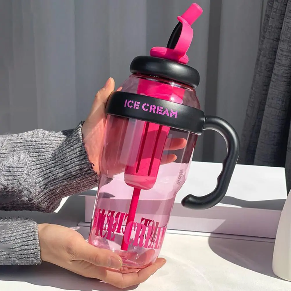 Fashionable Aquarius Bottle 1300ml Cute Straw Water Bottle with Leakproof Lid Adjustable Strap Portable for Fitness for Women