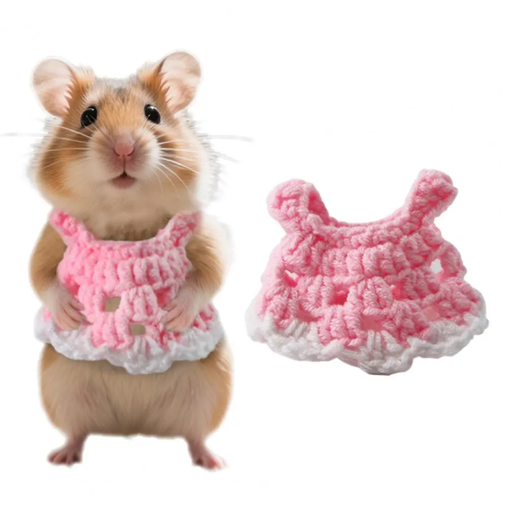 Mini Pet Costume Handmade Mini Knitted Pet Dress for Small Princess Skirt Bow Coat Set for Ferrets Hamsters Guinea for Hamster