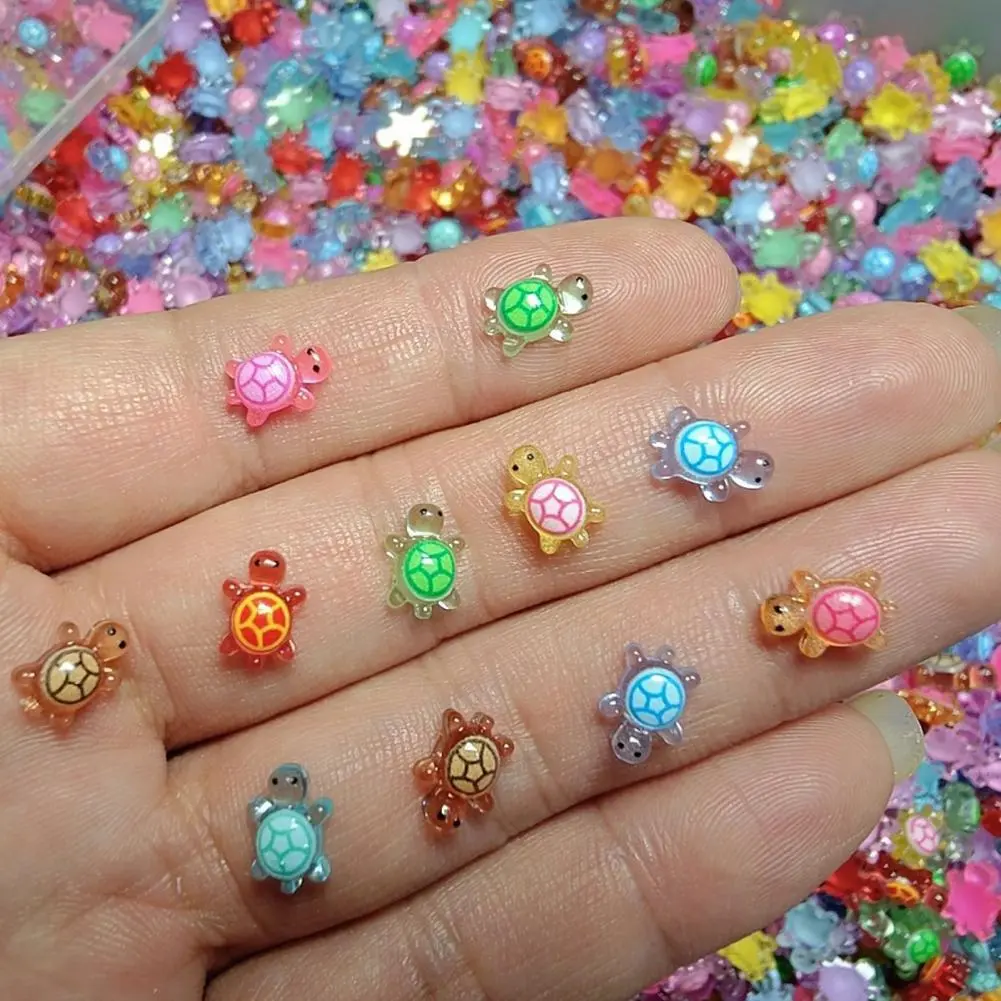 Jewelry Accessories Set of 50 Mini Resin Turtle Figurines with Effects Realistic Waterproof Statues for Nail for Crafts