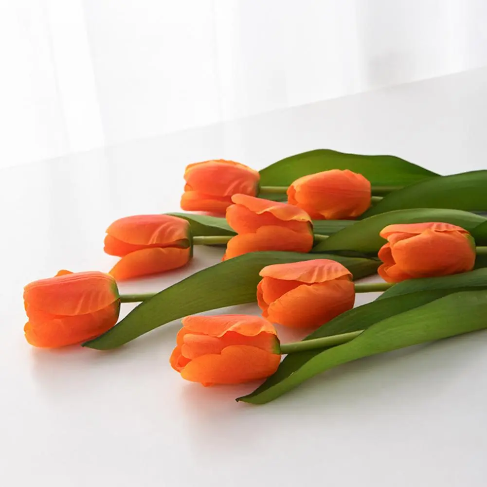 Handcrafted Faux Tulip Arrangement Realistic Artificial Tulips for Home Decor Bendable Stem Fake Flowers for Vase for Weddings