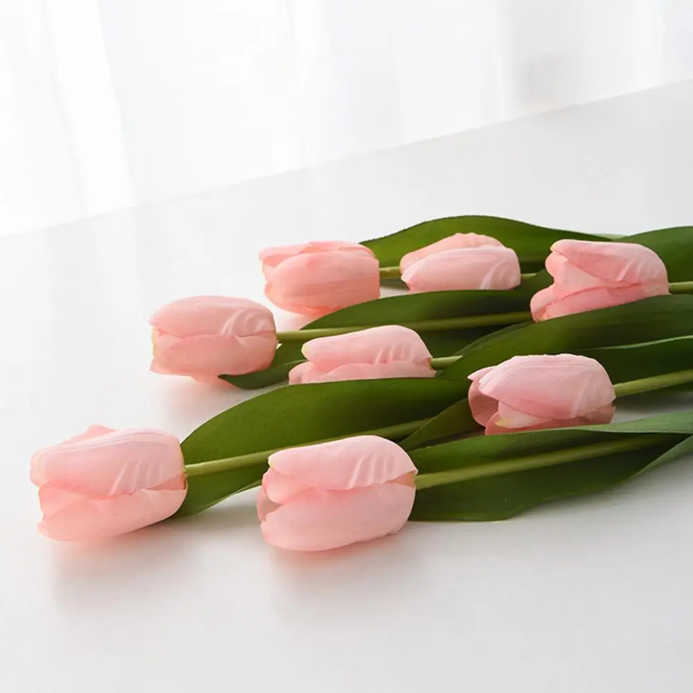 Handcrafted Faux Tulip Arrangement Realistic Artificial Tulips for Home Decor Bendable Stem Fake Flowers for Vase for Weddings