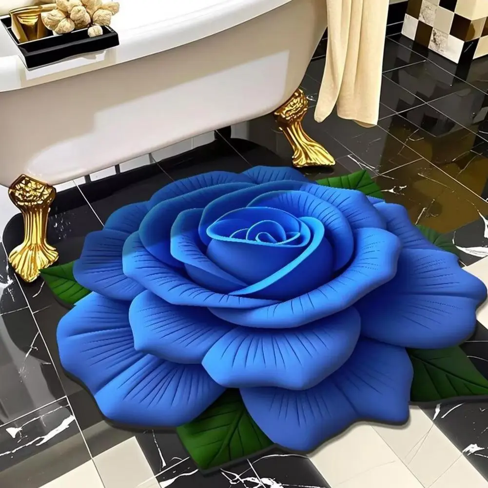 Diatomaceous Earth Bath Mat Plush Floral Floor Mat with Diatomaceous Earth Absorbent Rug for Bedroom Entrance Kitchen for Room