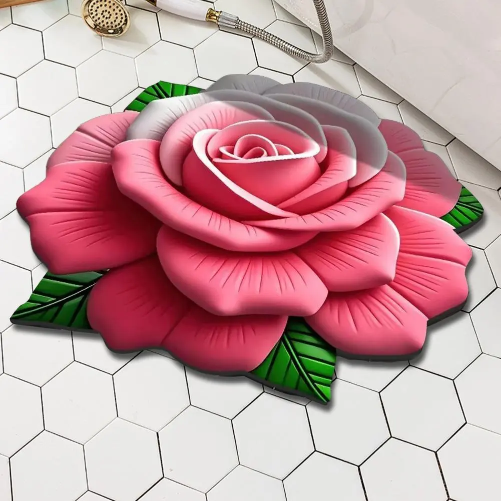 Diatomaceous Earth Bath Mat Plush Floral Floor Mat with Diatomaceous Earth Absorbent Rug for Bedroom Entrance Kitchen for Room