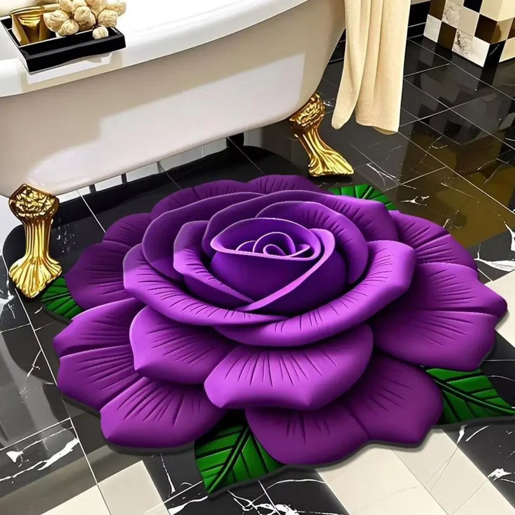 Diatomaceous Earth Bath Mat Plush Floral Floor Mat with Diatomaceous Earth Absorbent Rug for Bedroom Entrance Kitchen for Room