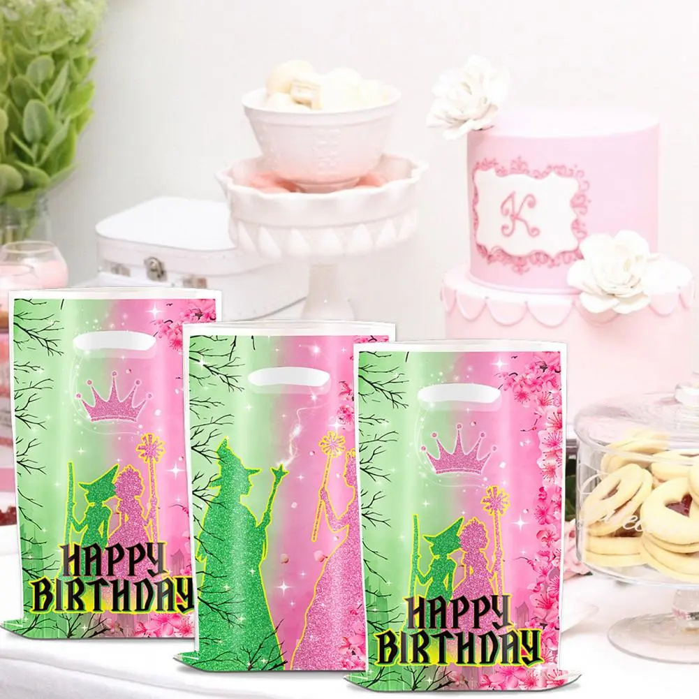 Playful Witch Hat Decor Witch Party Gift Bags for Girls Birthday Baby Shower Supplies Green Pink Candy Treat Bag Wicked Goodie