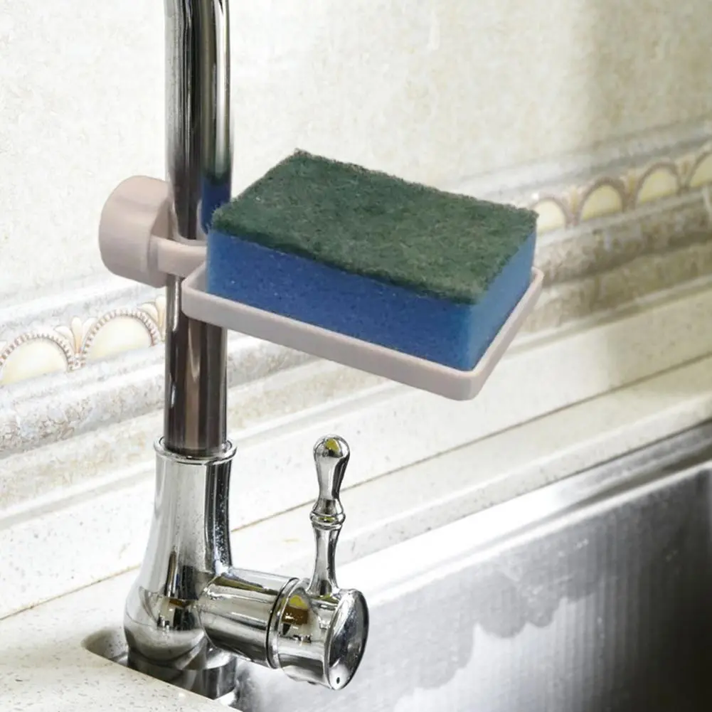 Space-saving Sponge Container Adjustable Faucet Sponge Holder Sink Drainer Set for Kitchen Organization Plastic Storage Rack