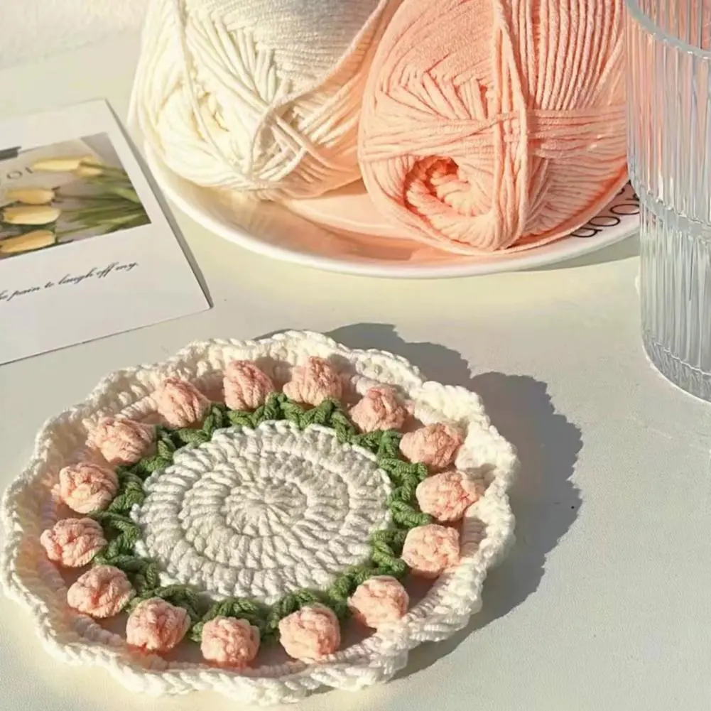 Coaster Handmade Crochet Flower Coasters Set Vintage Bouquet Decor for Home Bar Gift for Birthdays Housewarming Artistic Knitted