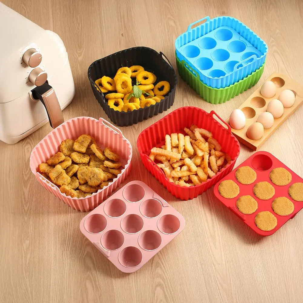 Cake Molds for Cooking Silicone Air Fryer Liners for Even Heating Cooking High Temp Resistant Cake Molds Reusable Pot for Square