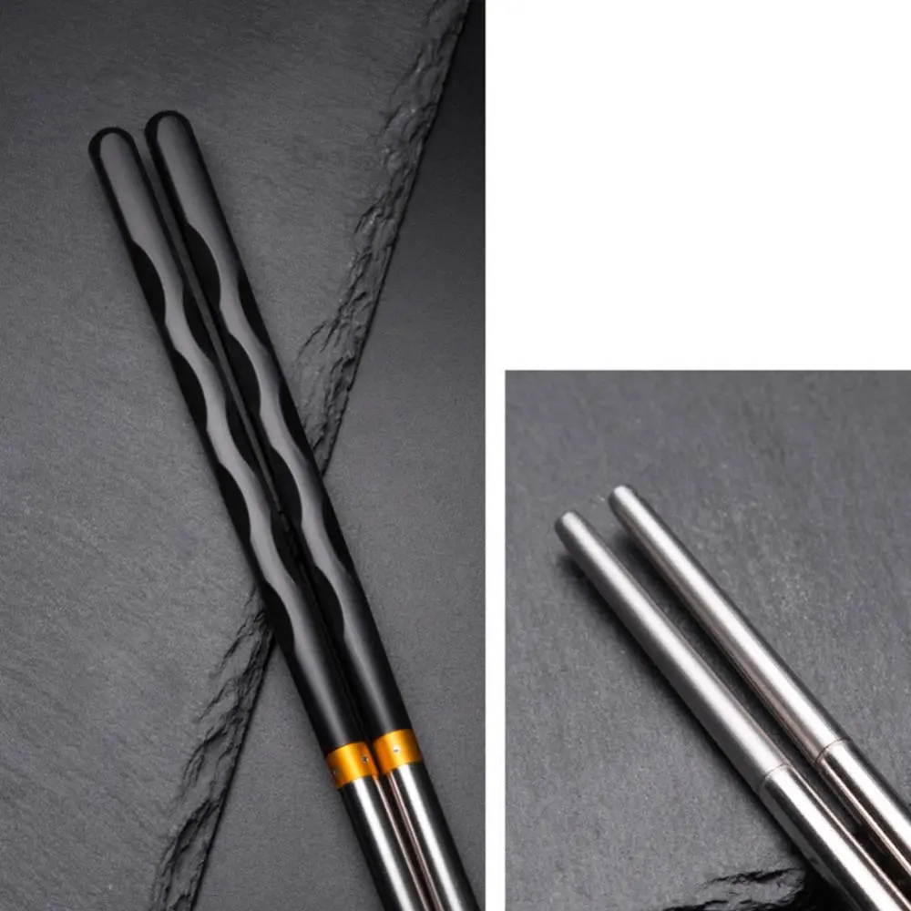 Chopsticks Stylish Stainless Steel Anti-skid Hotel Restaurant Home Cutlery Gift палочки для еды японские