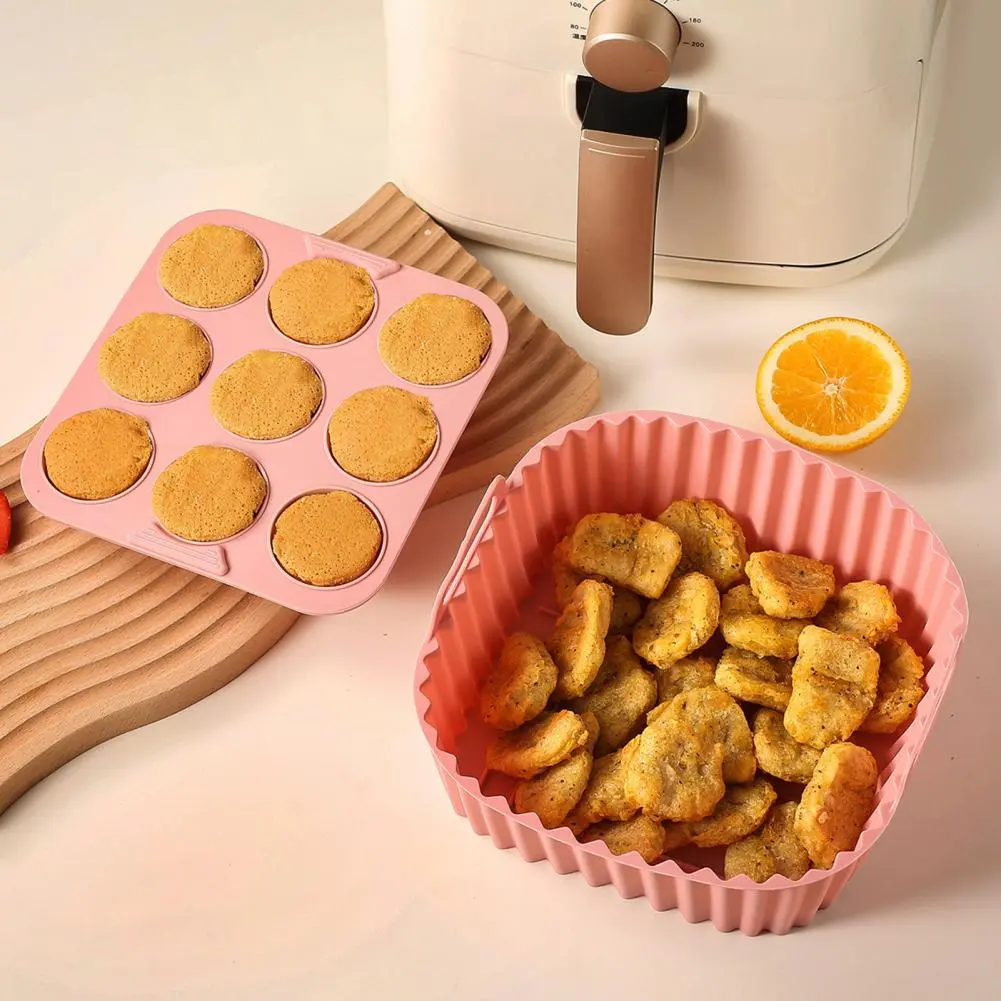 Cake Molds for Cooking Silicone Air Fryer Liners for Even Heating Cooking High Temp Resistant Cake Molds Reusable Pot for Square