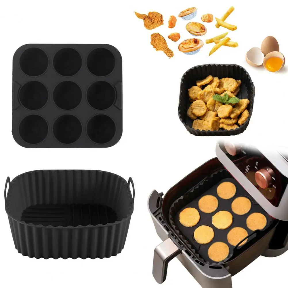 Cake Molds for Cooking Silicone Air Fryer Liners for Even Heating Cooking High Temp Resistant Cake Molds Reusable Pot for Square