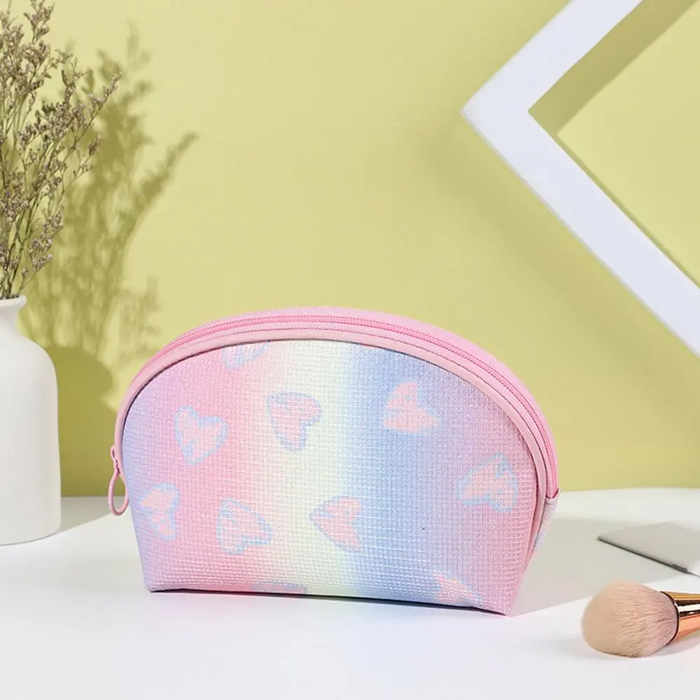 Makeup Organizer Heart Pattern Waterproof Makeup Bag with Zipper Closure for Travel Toiletries Capacity Organizer Case Two-way