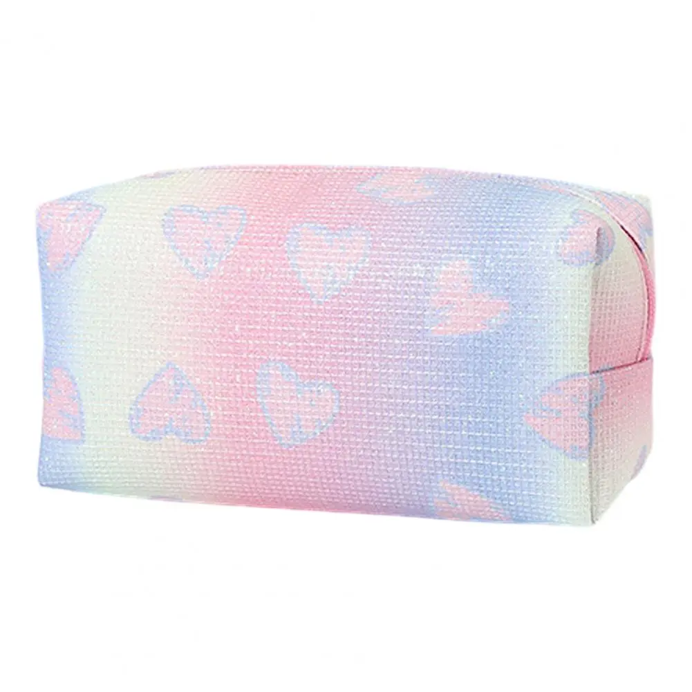 Makeup Organizer Heart Pattern Waterproof Makeup Bag with Zipper Closure for Travel Toiletries Capacity Organizer Case Two-way