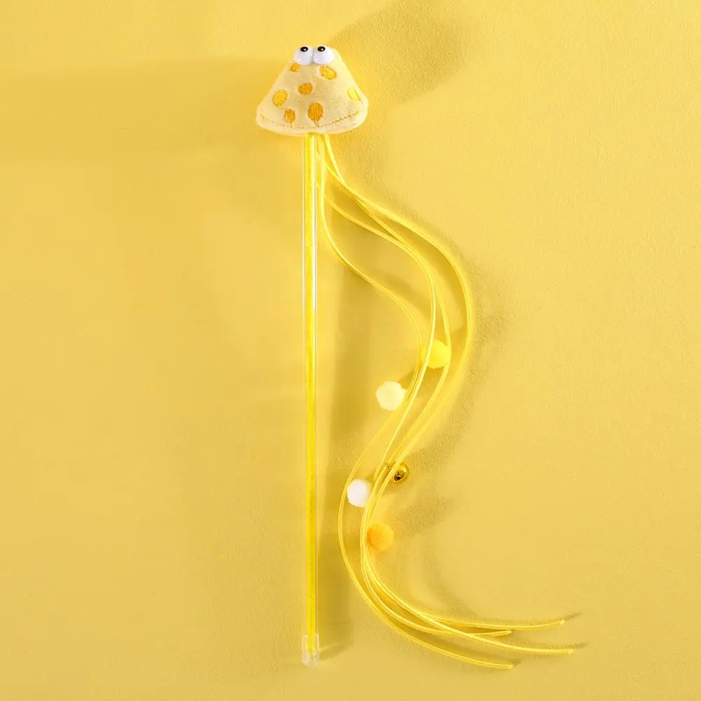 Cat Toy Cat Teaser Wand with Cartoon Plush Figures Colorful Rod Fun Pet Teasing Stick for Indoor Cats Bell Pompom Balls Odorless