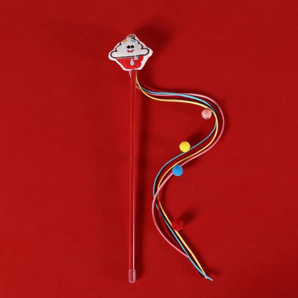 Cat Toy Cat Teaser Wand with Cartoon Plush Figures Colorful Rod Fun Pet Teasing Stick for Indoor Cats Bell Pompom Balls Odorless