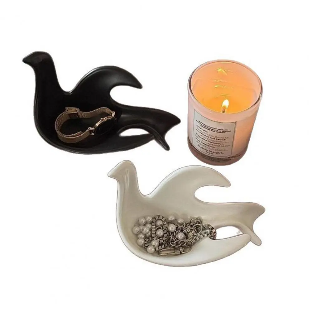 Cream Mini Bowl Ceramic Pigeon Seasoning Dish Leaf Soy Sauce Plate Set Kitchen Supplies for Dipping Snacking Cute for Vinegar