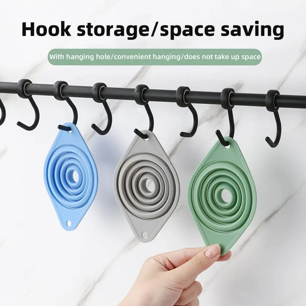 Foldable Kitchen Funnel Collapsible Silicone Kitchen Funnels Set for Bottles Heat Resistant Telescopic for Cooking for Filling