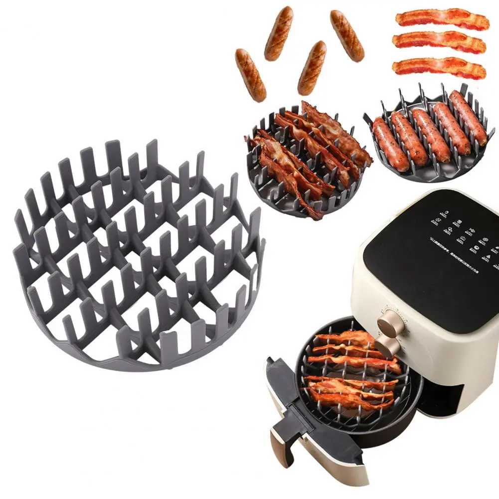 Silicone Hot Dog Bacon Stand Reusable Silicone Air Fryer Liner with Divider Hot Dog Cooking Rack Easy-to-clean Grill for Air