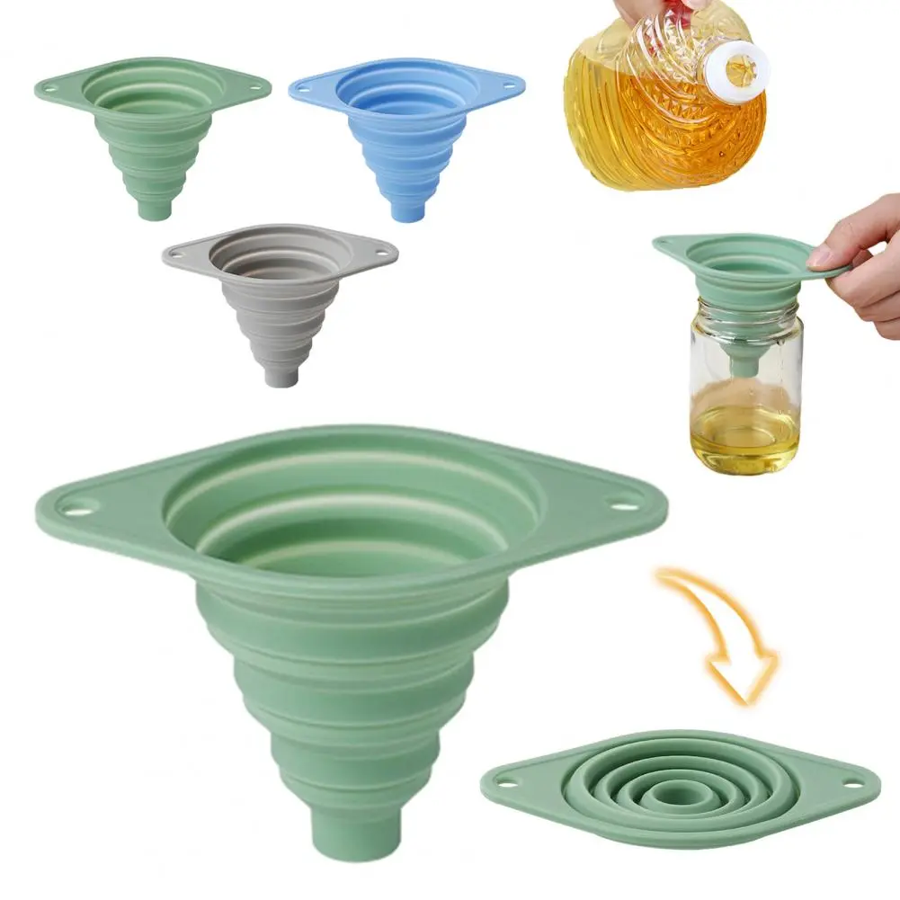 Foldable Kitchen Funnel Collapsible Silicone Kitchen Funnels Set for Bottles Heat Resistant Telescopic for Cooking for Filling