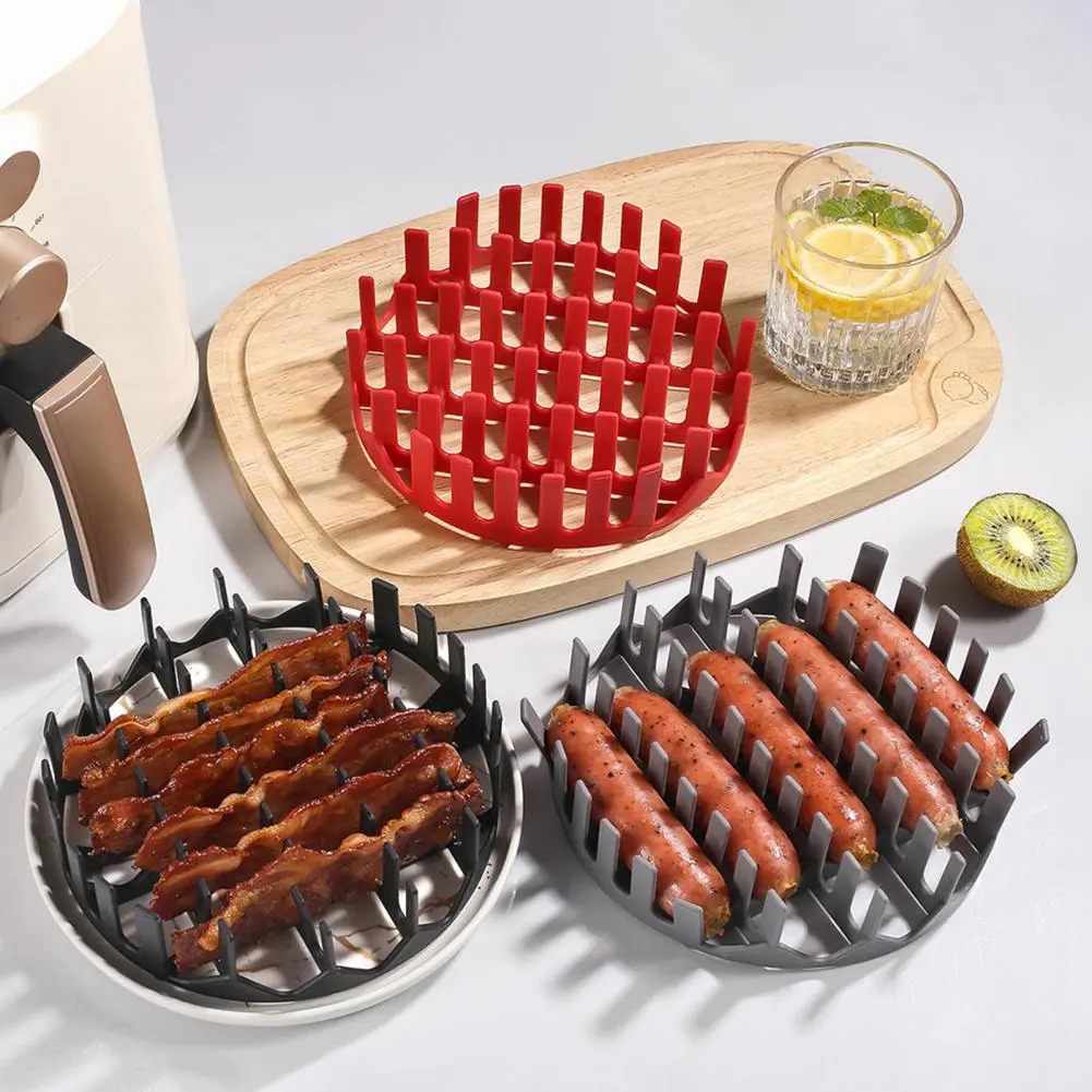 Silicone Hot Dog Bacon Stand Reusable Silicone Air Fryer Liner with Divider Hot Dog Cooking Rack Easy-to-clean Grill for Air