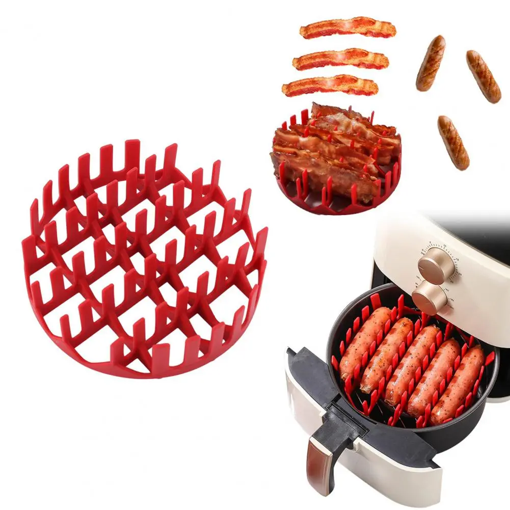 Silicone Hot Dog Bacon Stand Reusable Silicone Air Fryer Liner with Divider Hot Dog Cooking Rack Easy-to-clean Grill for Air