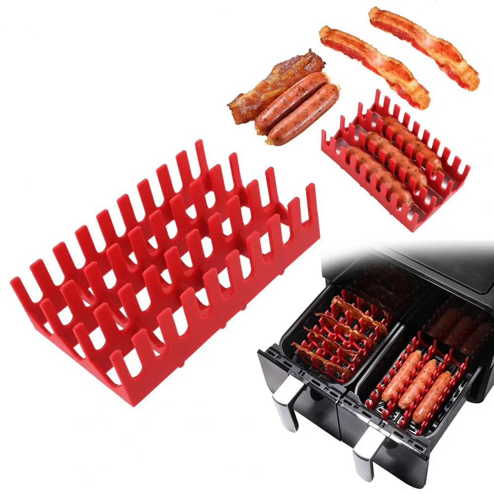 Air Fryers Rack Flexible Silicone Barbecue Rack Liner Set for Air Fryers Hot Dog Stand Divider Inserts for Easy Outdoor Barbecue
