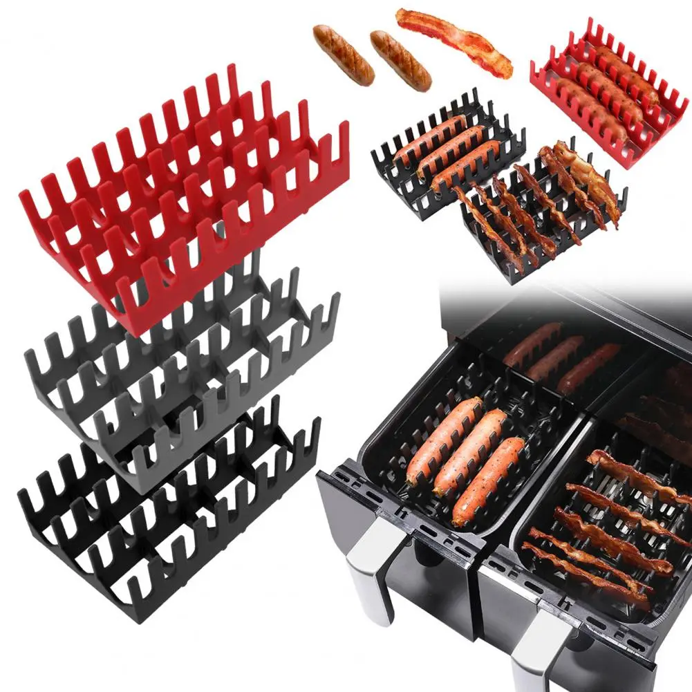 Air Fryers Rack Flexible Silicone Barbecue Rack Liner Set for Air Fryers Hot Dog Stand Divider Inserts for Easy Outdoor Barbecue