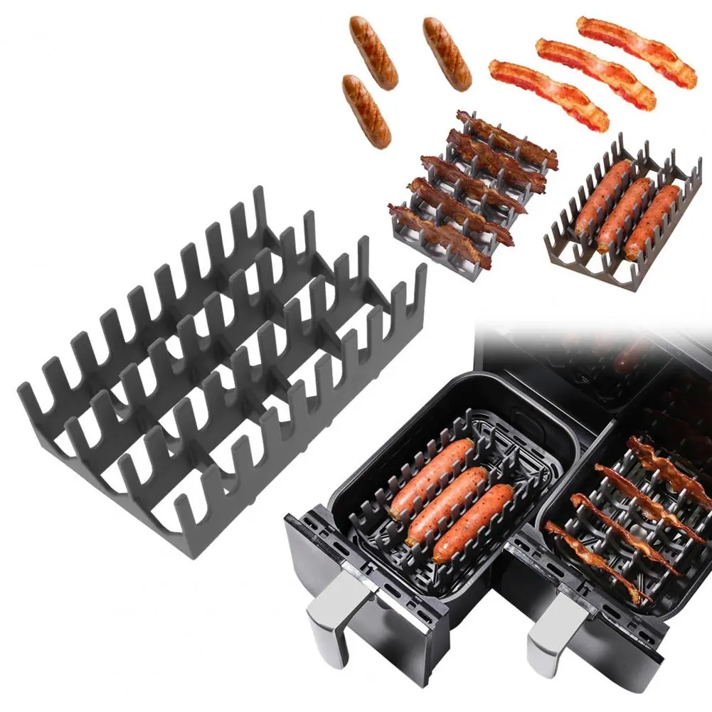 Air Fryers Rack Flexible Silicone Barbecue Rack Liner Set for Air Fryers Hot Dog Stand Divider Inserts for Easy Outdoor Barbecue