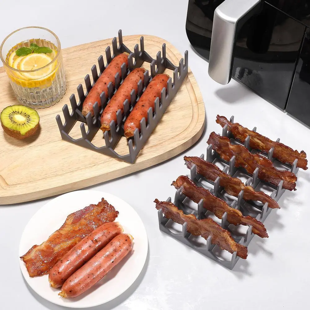 Air Fryers Rack Flexible Silicone Barbecue Rack Liner Set for Air Fryers Hot Dog Stand Divider Inserts for Easy Outdoor Barbecue