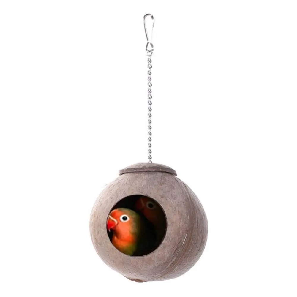 Natural for Pet Bird Nest Coconut Shell House Hut Cage Parrot Budgies Parakeet