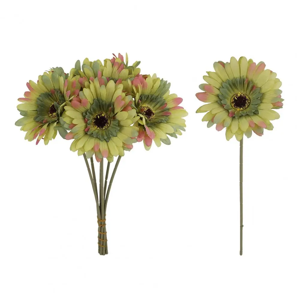 Vivid Fake Gerbera Blooms Real Touch Artificial Gerbera Daisies Bouquet for Wedding Party Table Centerpiece Faux for Indoor