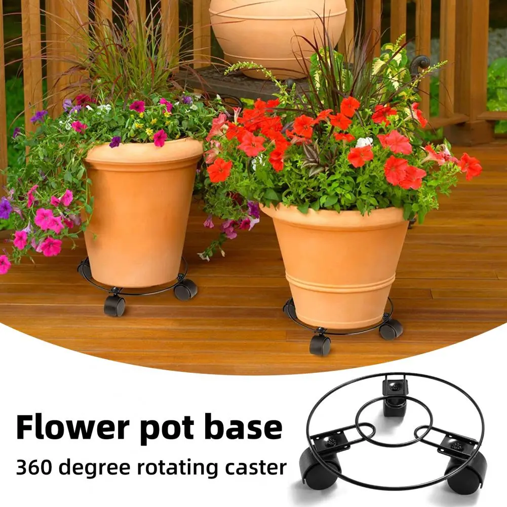 Wheeled Plant Pot Rack Durable Plant Stand with Wheels Heavy Duty Flower Pot Holder Sturdy Planter Rack with Rolling for Easy