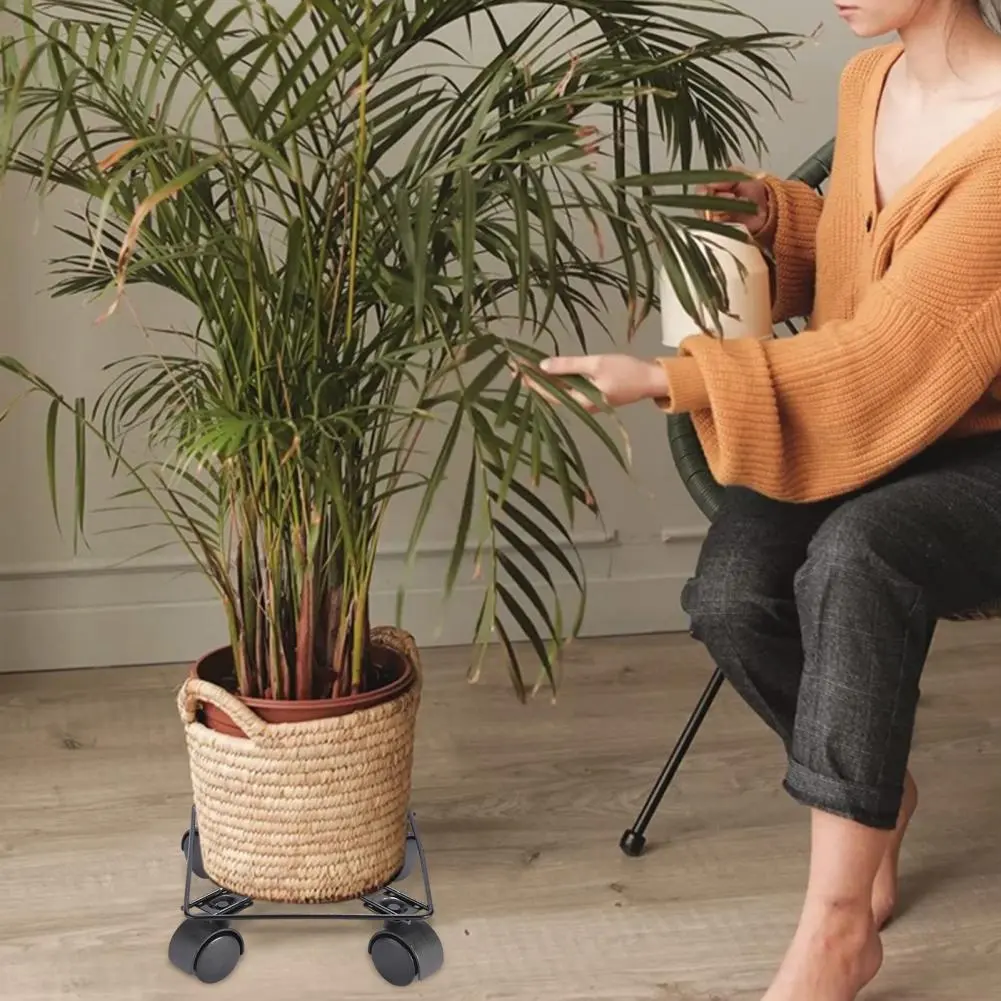 Wheeled Plant Pot Rack Durable Plant Stand with Wheels Heavy Duty Flower Pot Holder Sturdy Planter Rack with Rolling for Easy