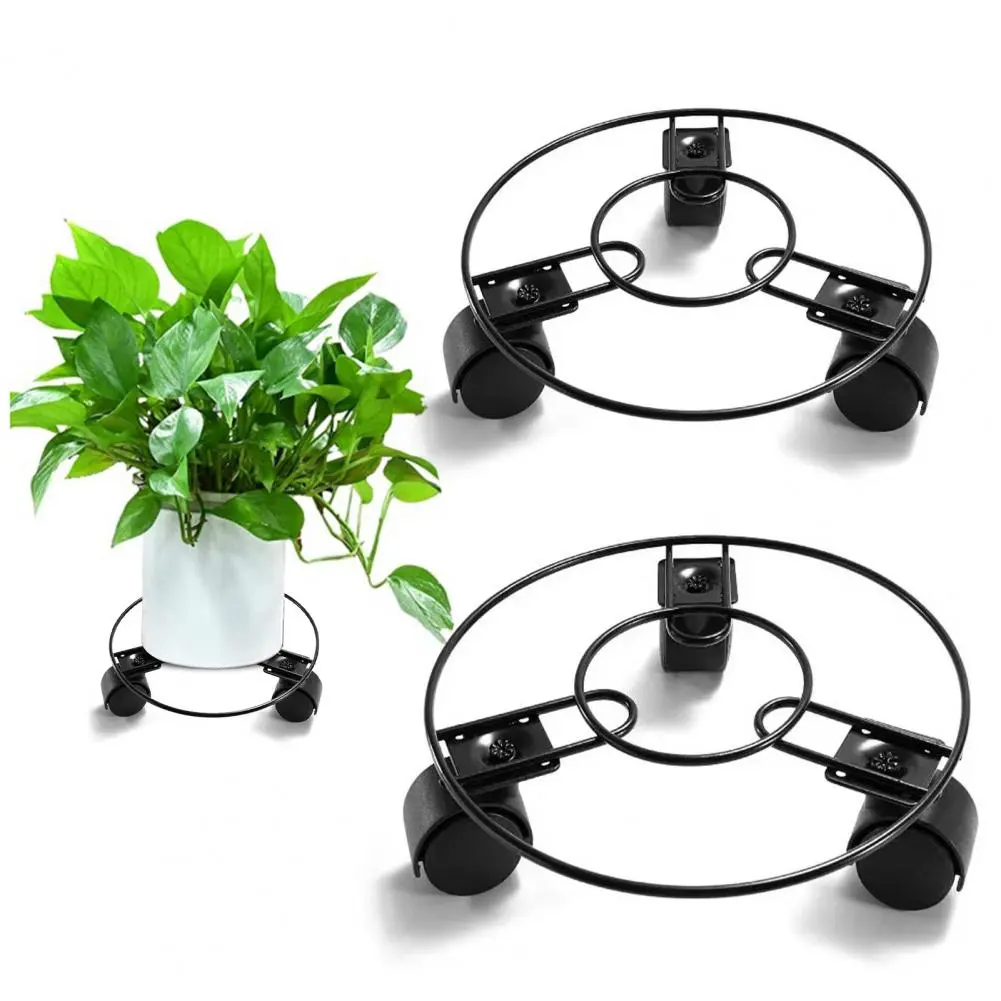 Wheeled Plant Pot Rack Durable Plant Stand with Wheels Heavy Duty Flower Pot Holder Sturdy Planter Rack with Rolling for Easy