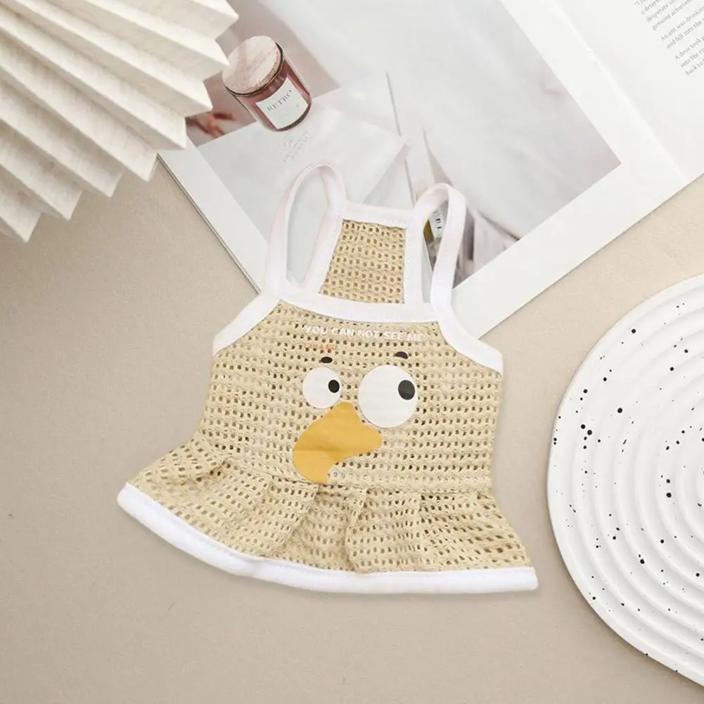 Dog Shirt Cartoon Hollow Pet Vest for Small Medium Dogs Cats Breathable Tank Top with Pleated Hem Cute Summer Clothes Outfit