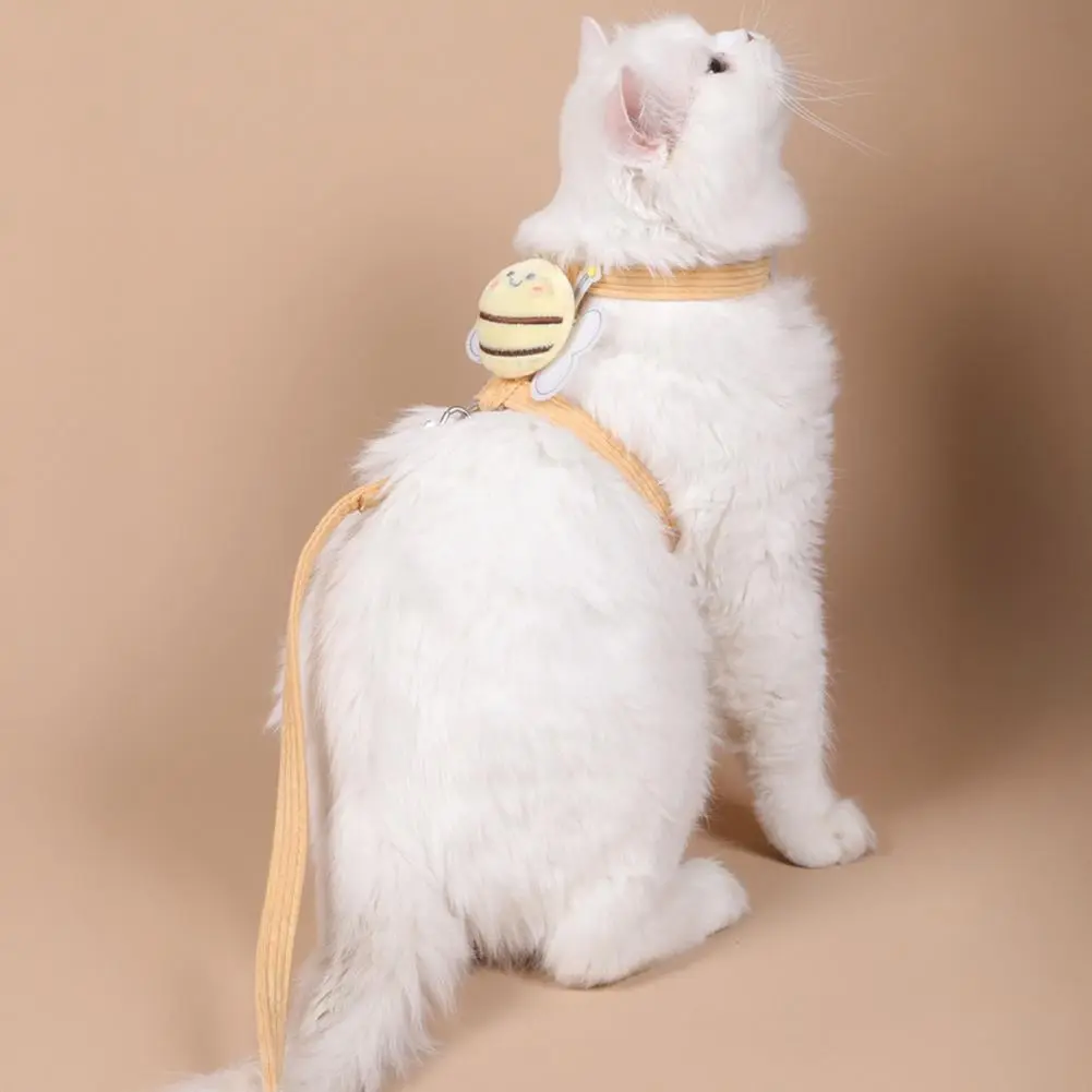Lightweight Cat Harness Leash Adjustable Cartoon Bee Pet Harness Leash Set for Small to Medium Dogs Cats for Outdoor