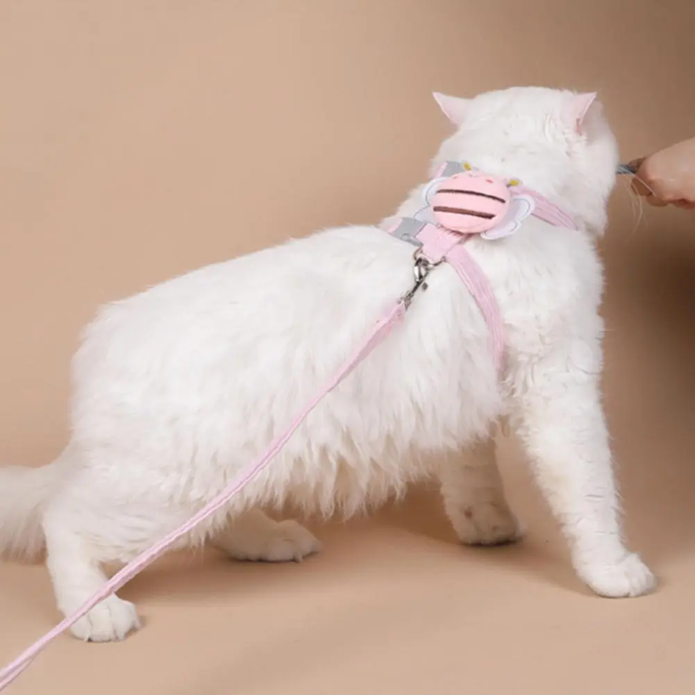 Lightweight Cat Harness Leash Adjustable Cartoon Bee Pet Harness Leash Set for Small to Medium Dogs Cats for Outdoor