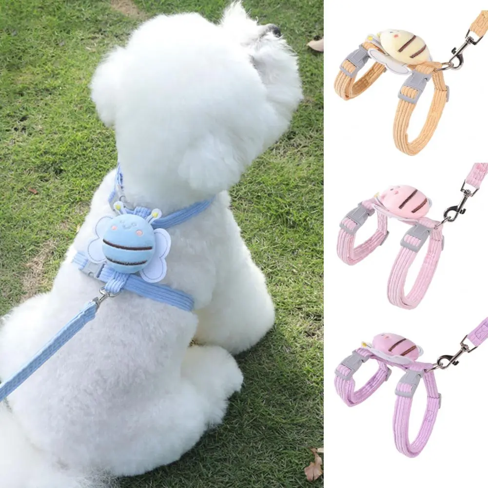 Lightweight Cat Harness Leash Adjustable Cartoon Bee Pet Harness Leash Set for Small to Medium Dogs Cats for Outdoor