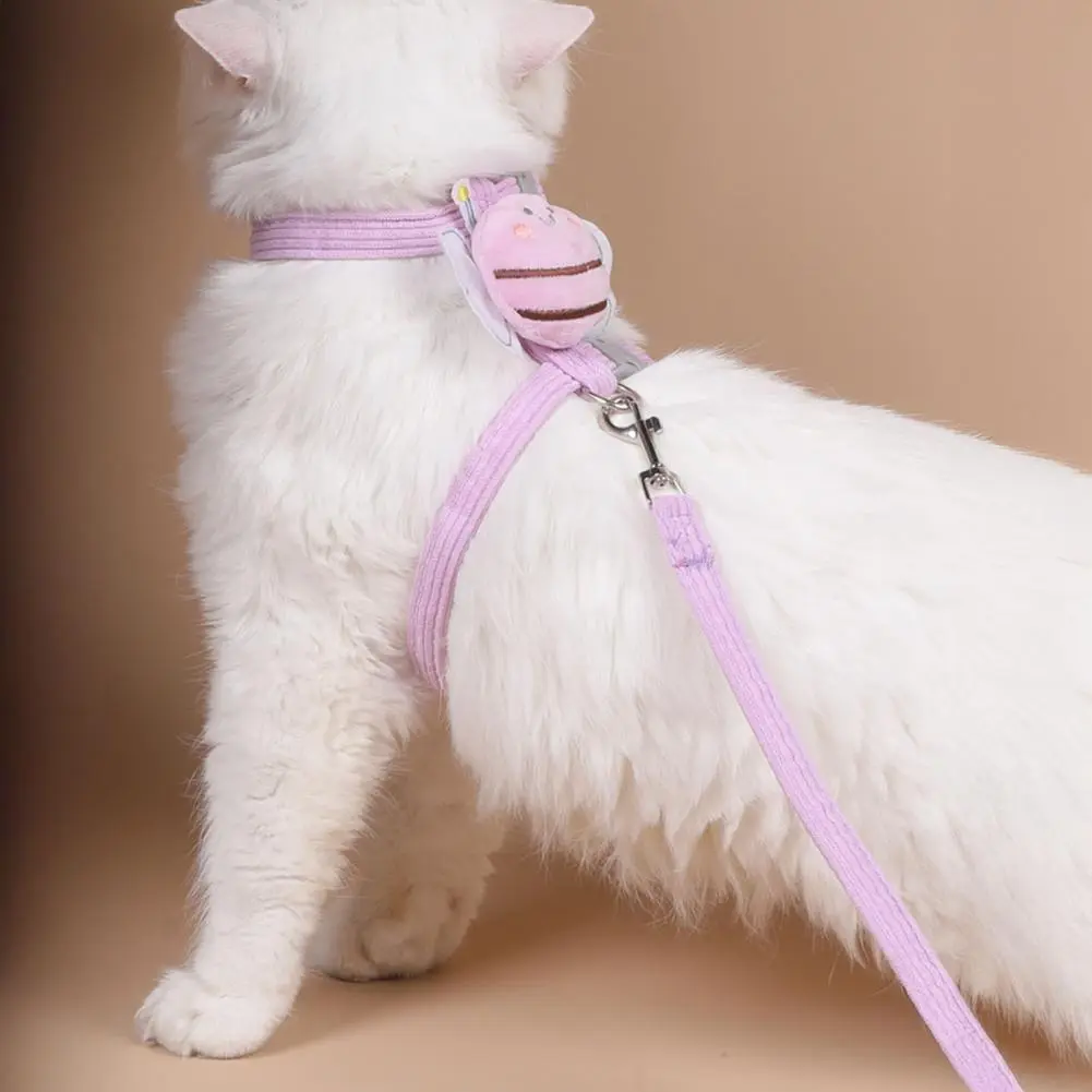 Lightweight Cat Harness Leash Adjustable Cartoon Bee Pet Harness Leash Set for Small to Medium Dogs Cats for Outdoor