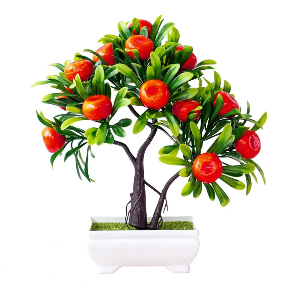 Faux Orange Bonsai Portable Faux Orange Tree Home Ornament Artificial Ornament Artificial Potted Flower for Desktop