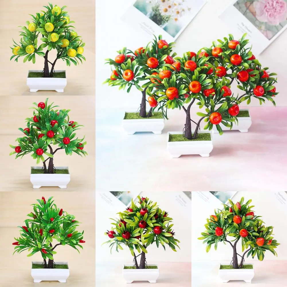 Faux Orange Bonsai Portable Faux Orange Tree Home Ornament Artificial Ornament Artificial Potted Flower for Desktop