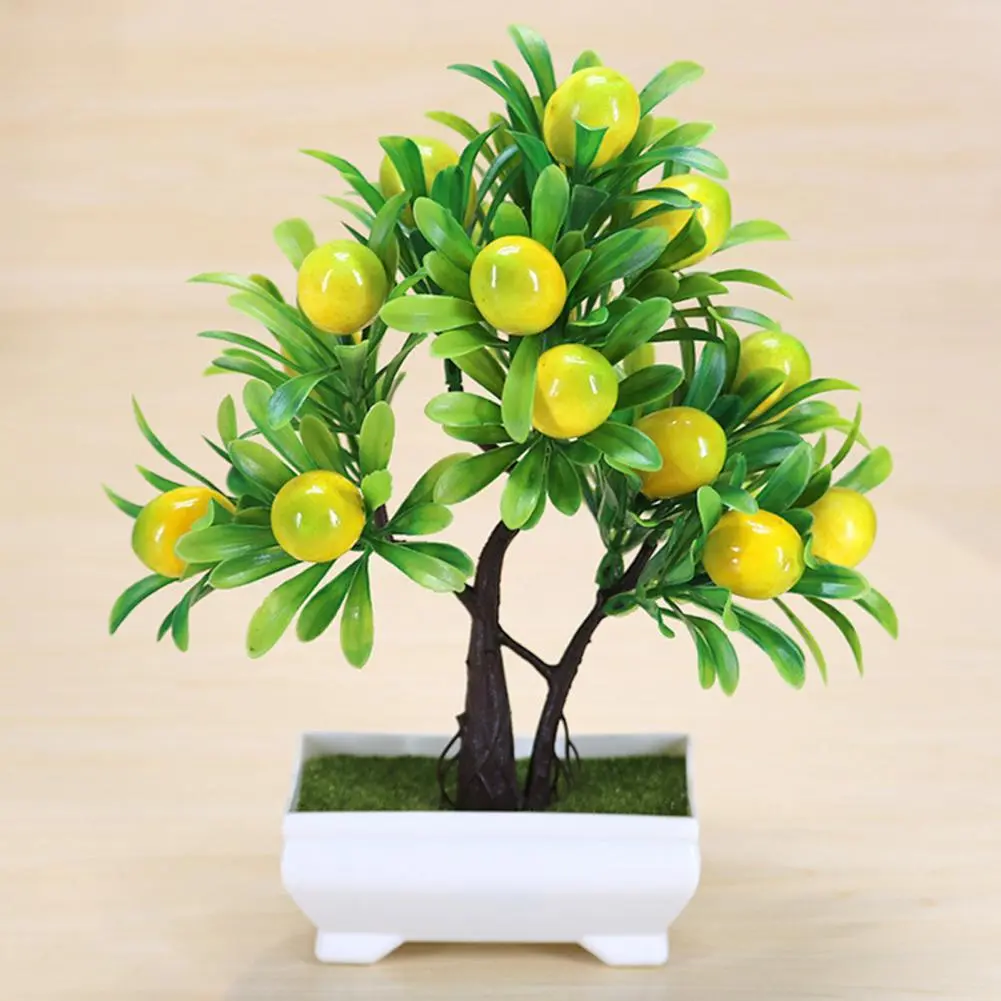 Faux Orange Bonsai Portable Faux Orange Tree Home Ornament Artificial Ornament Artificial Potted Flower for Desktop