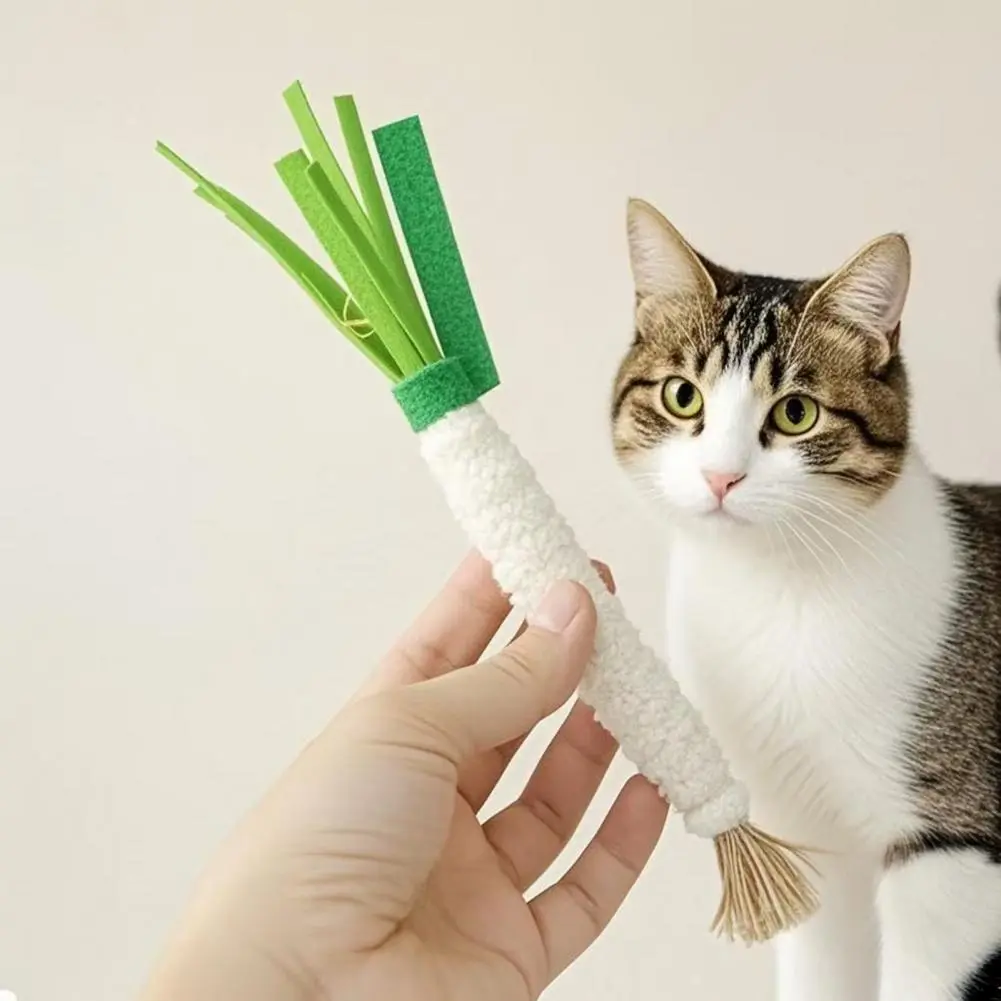 Felt Scallion Cat Toy Scallion-shaped Cat Chew Toy for Teething Relief Training Soft Felt Pet Toy Promotes Active Play for Small